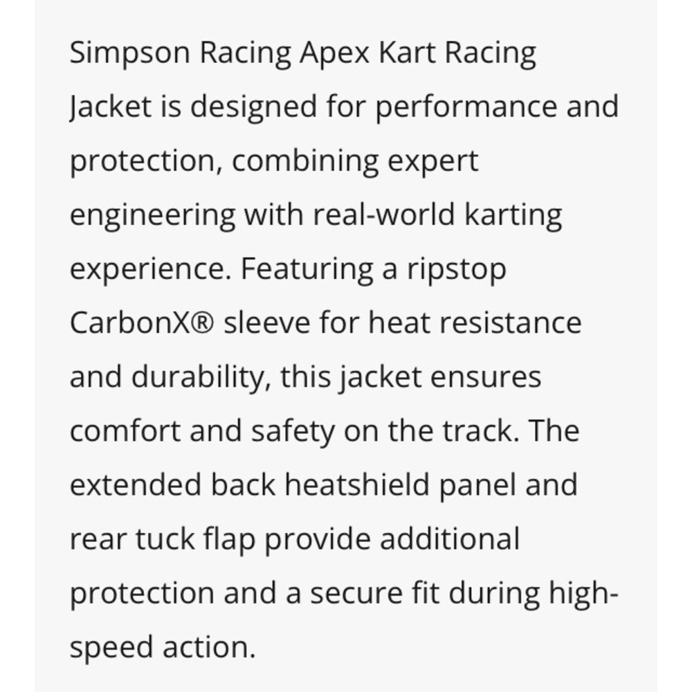 Simpson Racing Apex Kart Racing Jacket Small - Picture 8 of 16